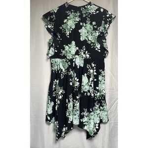 Black Green XL Dress Floral Flowy Shamrock March Mint Feminine Roses Spring